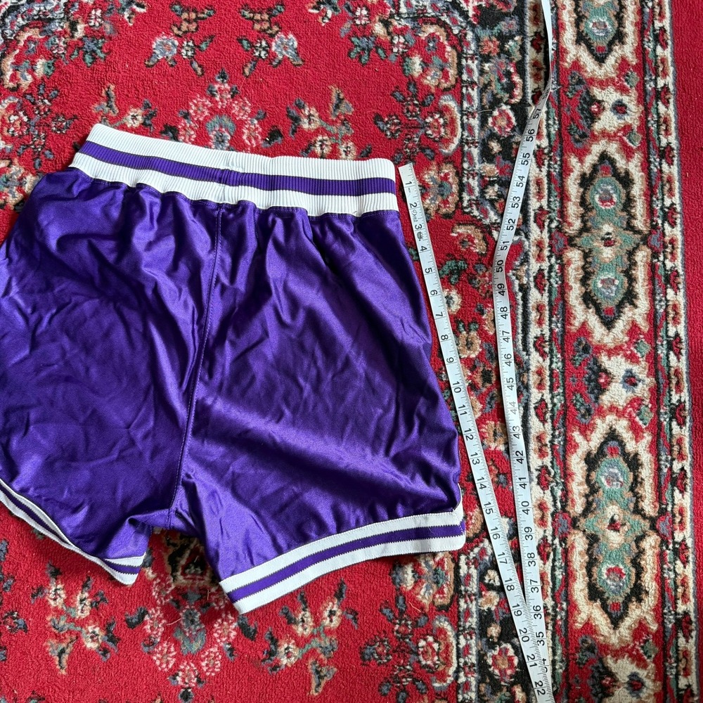 Vintage Champion Purple Mesh Basketball Shorts Native American Graphic Mens 36 - Picture 5 of 5